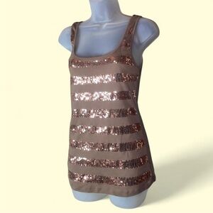 Old Navy Rose Gold Sequined Tank Top M